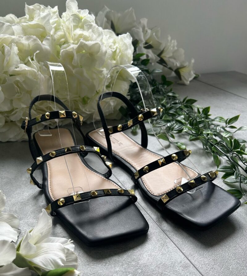 Studded Double Strap Sandal (Black) - Image 4