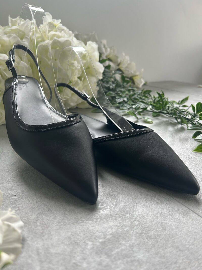 Pointed Toe Slingback Flat (Black) - Image 3