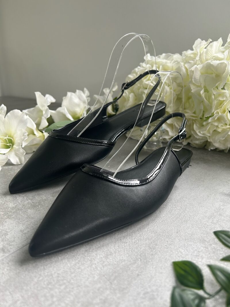 Pointed Toe Slingback Flat (Black)