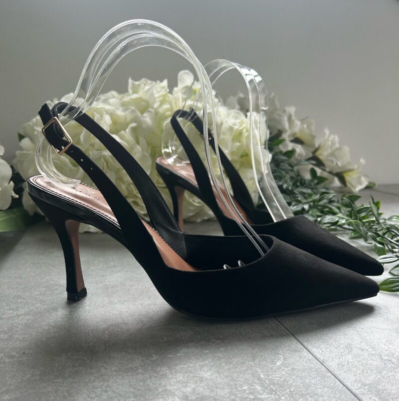 Pointed Toe Slingback Stiletto (Black) - Image 3