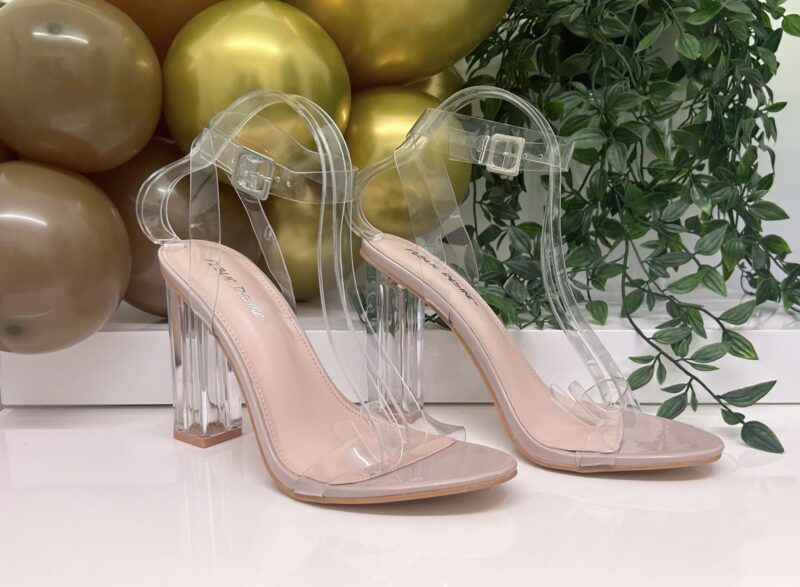 Strappy Perspex Block Heel (Clear) - Image 3