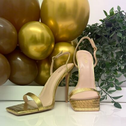 Square Toe Pin Heel (Gold Croc)