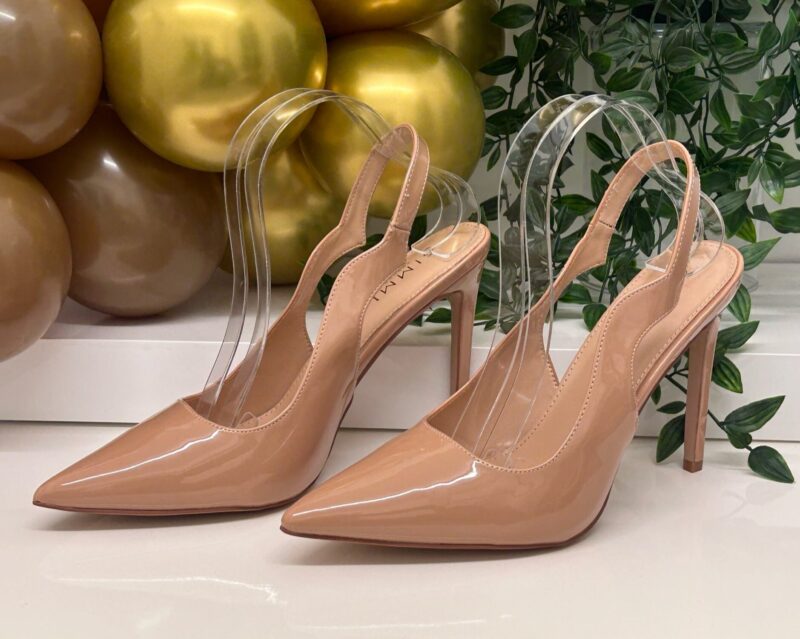 ZigZag Slingback Heel (Beige Patent)