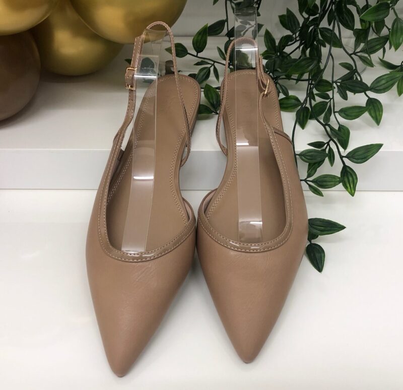 Pointed Toe Slingback Flat (Beige) - Image 3