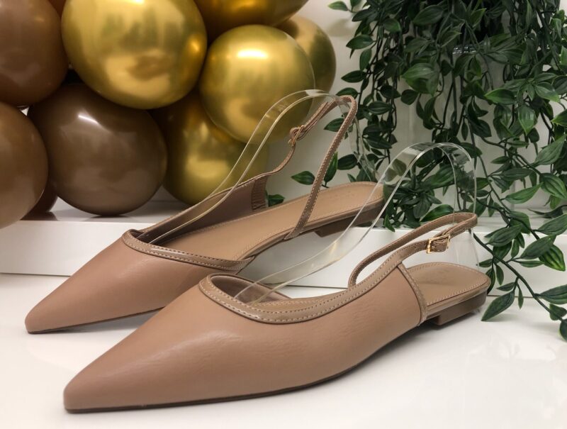 Pointed Toe Slingback Flat (Beige) - Image 4