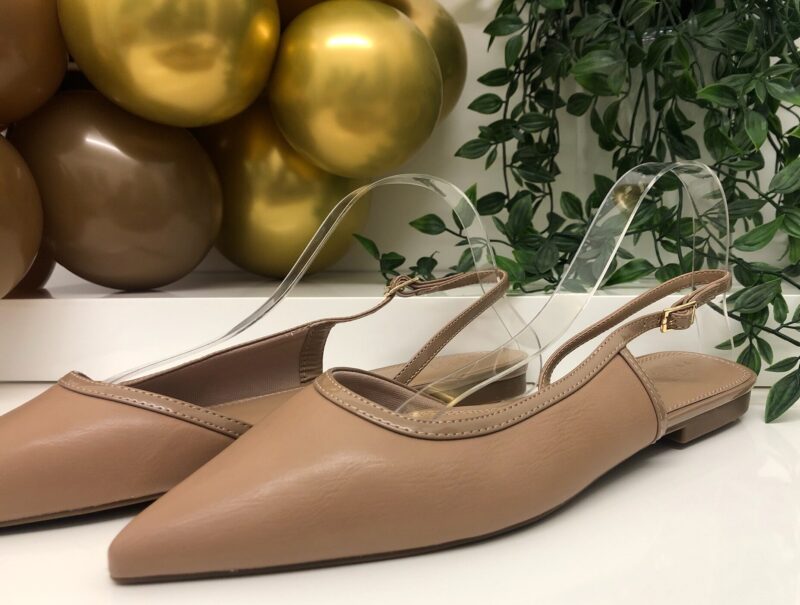 Pointed Toe Slingback Flat (Beige) - Image 2