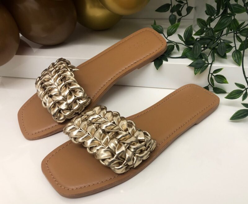 Braided Flat Slipper (Gold)