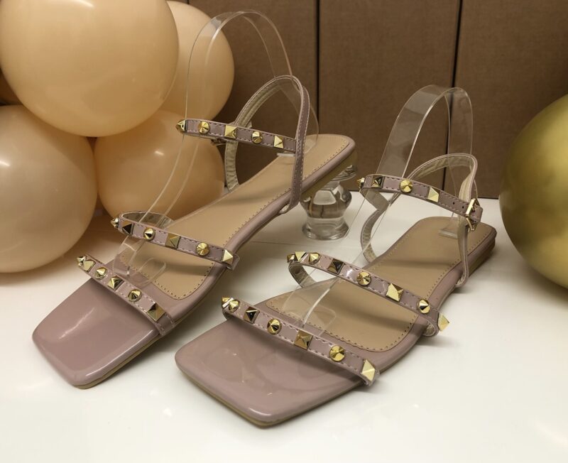 Studded Double Strap Sandal (Nude)