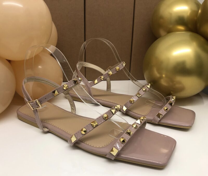 Studded Double Strap Sandal (Nude) - Image 3