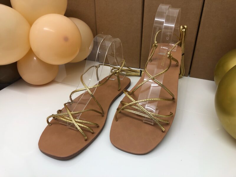 Strappy Tie Leg Sandal (Gold)